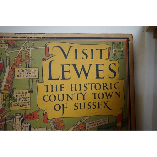 400 - A 1930's Visit Lewes, The Historic County Town of Sussex poster, 79cm high. Condition - fair... 