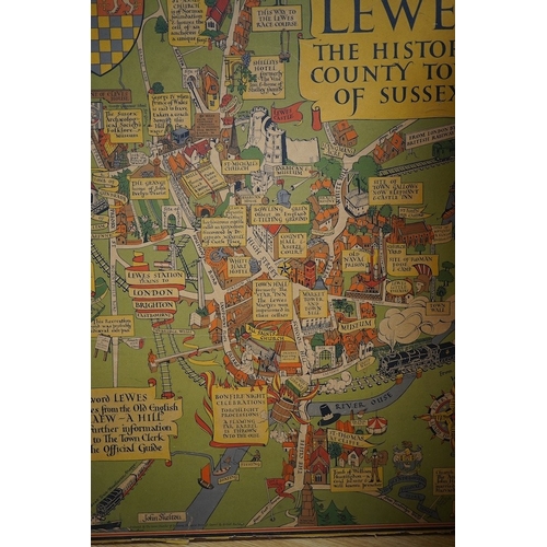 400 - A 1930's Visit Lewes, The Historic County Town of Sussex poster, 79cm high. Condition - fair... 