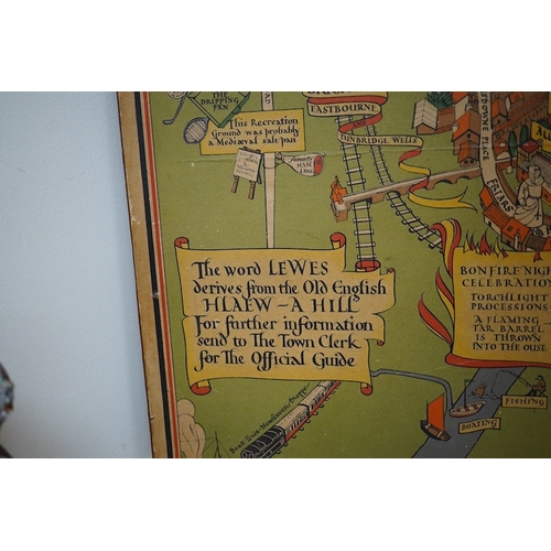 400 - A 1930's Visit Lewes, The Historic County Town of Sussex poster, 79cm high. Condition - fair... 