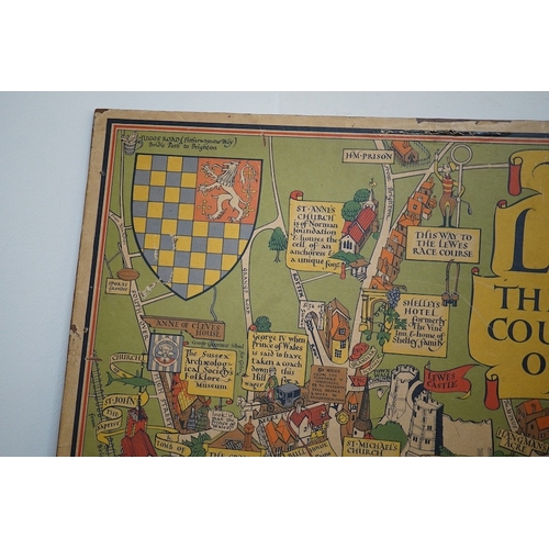 400 - A 1930's Visit Lewes, The Historic County Town of Sussex poster, 79cm high. Condition - fair... 