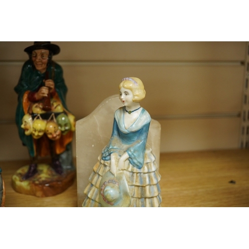 403 - Two Royal Doulton figures comprising; The Mask Seller and Pied Piper together with three other figur... 