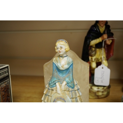 403 - Two Royal Doulton figures comprising; The Mask Seller and Pied Piper together with three other figur... 