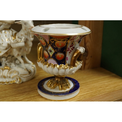 407 - A pair of Bloor Derby white and gilt porcelain figures, Tailor and his Wife, together with a pair of... 