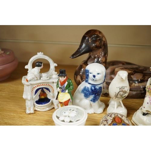 414 - A Royal Copenhagen figure, model number 4027 and other sundry items to include duck tureen and figur... 