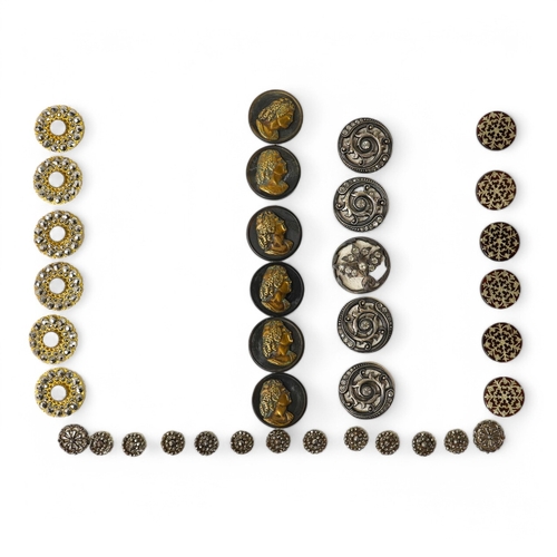 450 - Five assorted sets of late 19th / early 20th century buttons;Condition - the small cut steel buttons... 