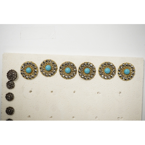 450 - Five assorted sets of late 19th / early 20th century buttons;Condition - the small cut steel buttons... 