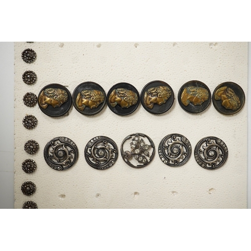 450 - Five assorted sets of late 19th / early 20th century buttons;Condition - the small cut steel buttons... 