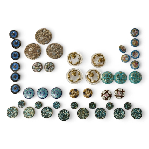 453 - A group of assorted vintage decorative buttons, largest 36mm;Condition - good 8 x turquoise fragment... 