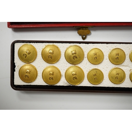 464 - A set of 22 late 19th century gilt brass 'M.C.' (Merton College, Oxford) buttons. Condition - good i... 