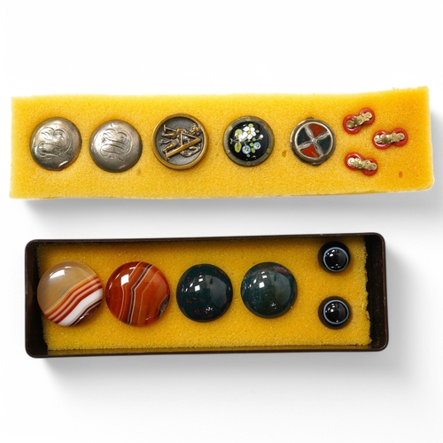 466 - Fourteen assorted late 19th/early 20th century buttons and studs, largest 26mm. Condition - two mono... 