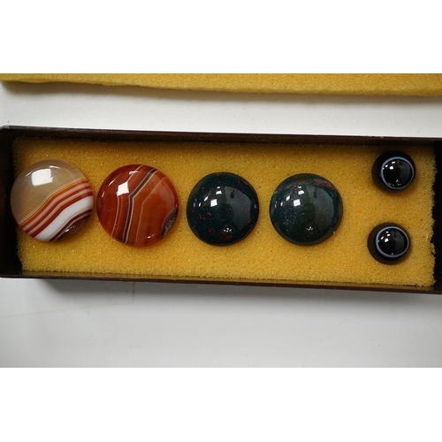 466 - Fourteen assorted late 19th/early 20th century buttons and studs, largest 26mm. Condition - two mono... 