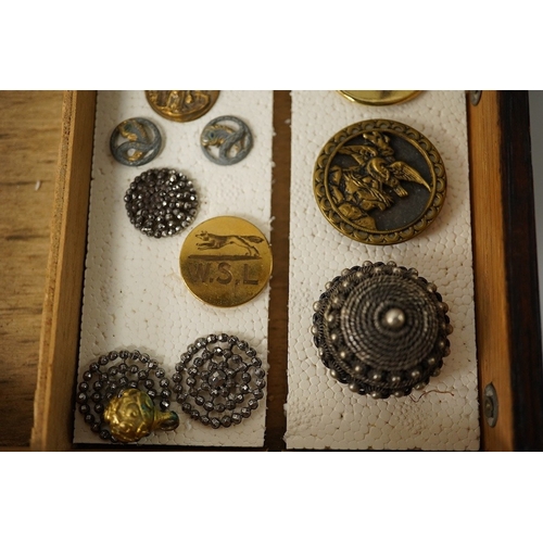 471 - Twenty two assorted late 19th/early 20th century buttons and studs, largest 31mm;Condition -  cut st... 