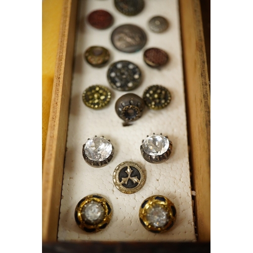 472 - Ninety one assorted late 19th/early 20th century small buttons and studs, largest 16mm;Condition - s... 