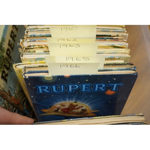 477 - ° ° Rupert - Rupert Annuals: 1937, 1940, 1946-1969. mostly coloured pictorial boards, 4to. * 1937 is... 