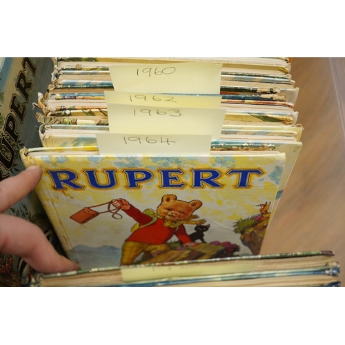 477 - ° ° Rupert - Rupert Annuals: 1937, 1940, 1946-1969. mostly coloured pictorial boards, 4to. * 1937 is... 