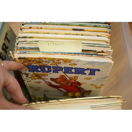 477 - ° ° Rupert - Rupert Annuals: 1937, 1940, 1946-1969. mostly coloured pictorial boards, 4to. * 1937 is... 