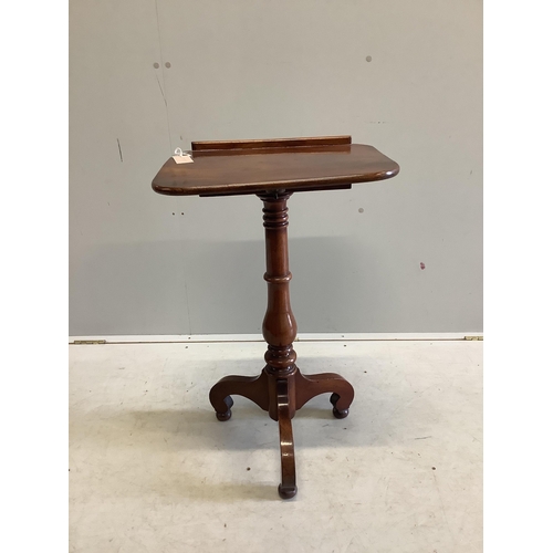 48 - A Victorian mahogany reading table with tilt top, on tripod base, width 45cm, depth 35cm, height 90c... 