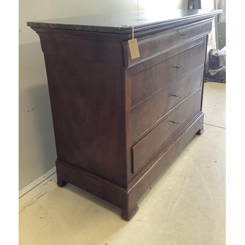 60 - A 19th century French mahogany marble top commode, width 120cm, depth 57cm, height 95cm. Condition -... 