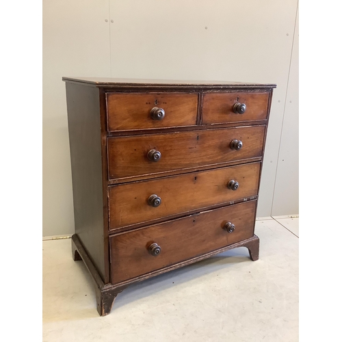 63 - A George III Provincial mahogany chest of drawers, width 93cm, depth 50cm, height 100cm. Condition -... 