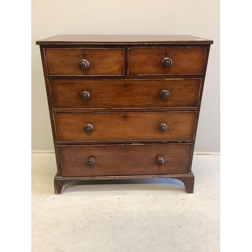 63 - A George III Provincial mahogany chest of drawers, width 93cm, depth 50cm, height 100cm. Condition -... 