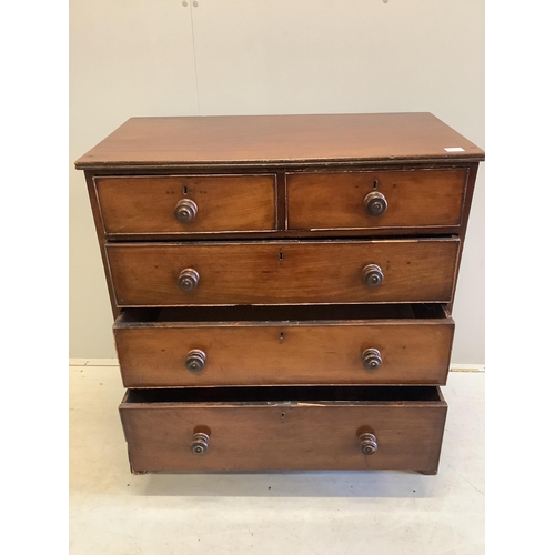 63 - A George III Provincial mahogany chest of drawers, width 93cm, depth 50cm, height 100cm. Condition -... 