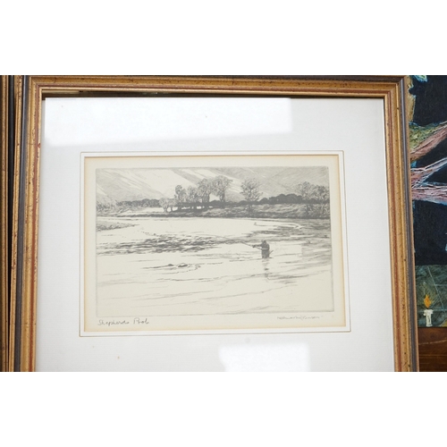 689 - Norman Wilkinson (1878-1971), set of four etchings, to include: Loch fishing, 'A likely cast' and ... 