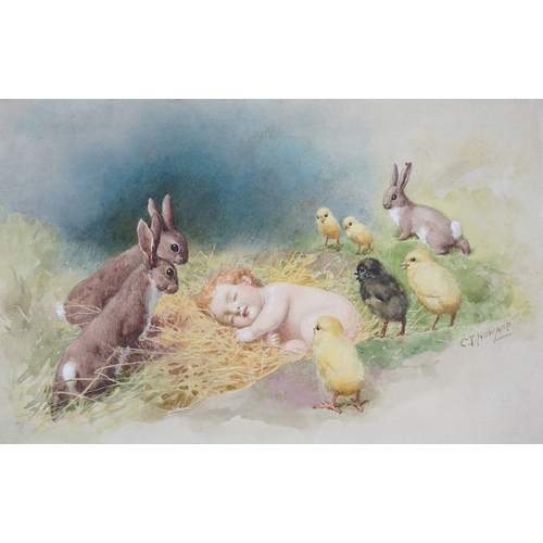 709 - Charles Thomas Howard (1865-1942), set of eight original watercolours for Easter postcard designs, t... 