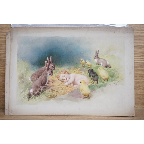 709 - Charles Thomas Howard (1865-1942), set of eight original watercolours for Easter postcard designs, t... 