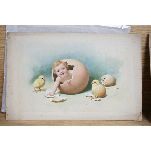 709 - Charles Thomas Howard (1865-1942), set of eight original watercolours for Easter postcard designs, t... 