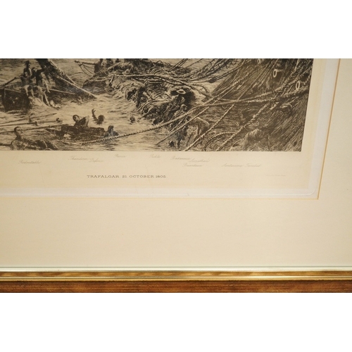 712 - After William Lionel Wyllie (1851-1931), etching, Battle of Trafalgar, unsigned, 48 x 78cm, publis... 