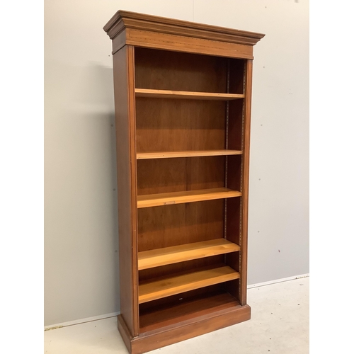 72 - A reproduction Edwardian style open bookcase, width 90cm, depth 32cm, height 186cm. Condition - fair... 