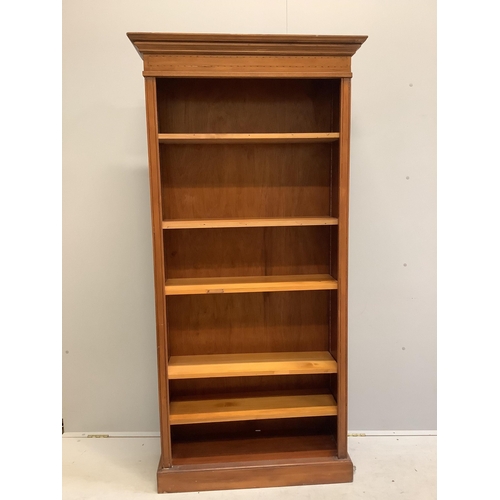 72 - A reproduction Edwardian style open bookcase, width 90cm, depth 32cm, height 186cm. Condition - fair... 