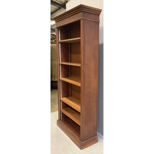 72 - A reproduction Edwardian style open bookcase, width 90cm, depth 32cm, height 186cm. Condition - fair... 