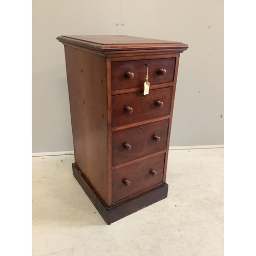 73 - A Victorian mahogany four drawer pedestal chest, width 41cm, depth 50cm, height 83cm. Condition - fa... 