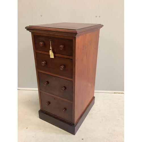 73 - A Victorian mahogany four drawer pedestal chest, width 41cm, depth 50cm, height 83cm. Condition - fa... 