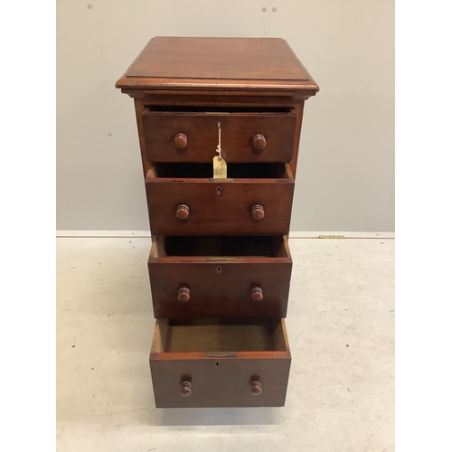 73 - A Victorian mahogany four drawer pedestal chest, width 41cm, depth 50cm, height 83cm. Condition - fa... 