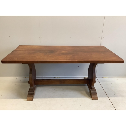 74 - A 17th century style rectangular topped oak refectory table, width 168cm, depth 79cm, height 74cm. C... 