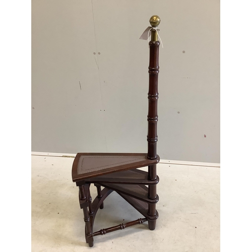 76 - A set of reproduction brass mounted mahogany library steps, height 116cm. Condition - good