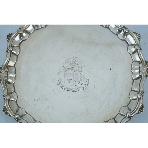 10 - A late George II silver salver, by William Peaston, of shaped circular form, with shell and scroll b... 