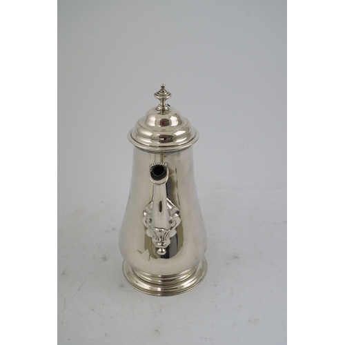 11 - A late George II silver coffee pot, by William & Robert Peaston, of baluster form, with engraved arm... 