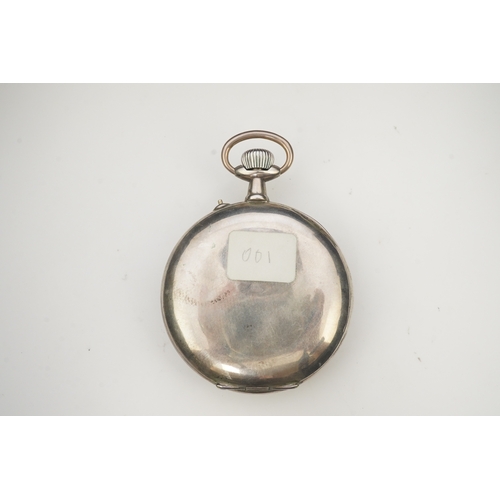 111 - A large early 20th century German 800 standard silver open faced calendar moon phase keyless pocket ... 