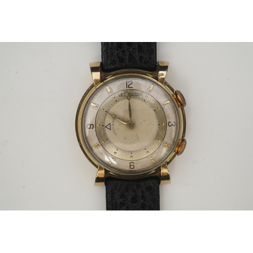 115 - A gentleman's 1950's? 10k gold filled Jaeger LeCoultre Memovox manual wind wrist watch, on a later a... 