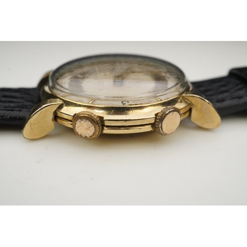 115 - A gentleman's 1950's? 10k gold filled Jaeger LeCoultre Memovox manual wind wrist watch, on a later a... 