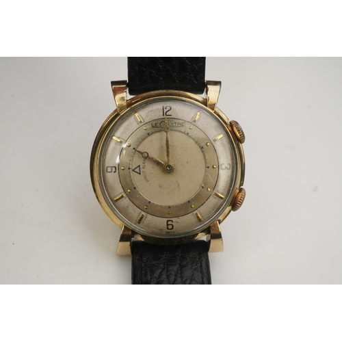 115 - A gentleman's 1950's? 10k gold filled Jaeger LeCoultre Memovox manual wind wrist watch, on a later a... 