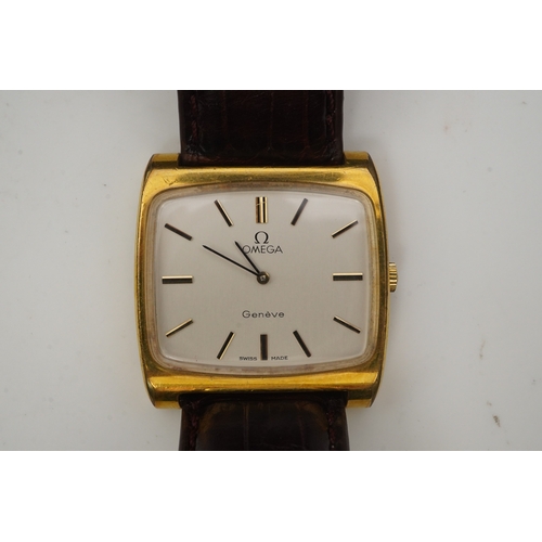 120 - A gentleman's 1970's? steel and gold plated Omega manual wind dress wrist watch, on a later associat... 