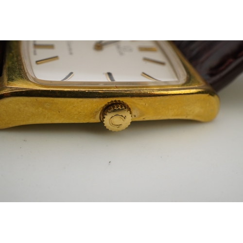 120 - A gentleman's 1970's? steel and gold plated Omega manual wind dress wrist watch, on a later associat... 