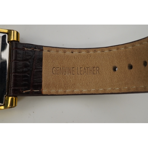 120 - A gentleman's 1970's? steel and gold plated Omega manual wind dress wrist watch, on a later associat... 