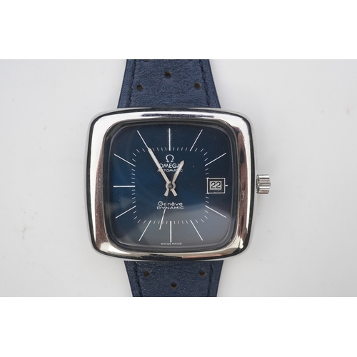 123 - A gentleman's 1970's stainless steel Omega Automatic Dynamic wrist watch, on a later associated leat... 