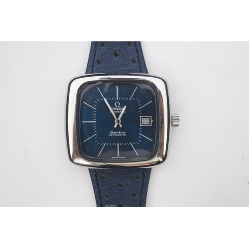 123 - A gentleman's 1970's stainless steel Omega Automatic Dynamic wrist watch, on a later associated leat... 