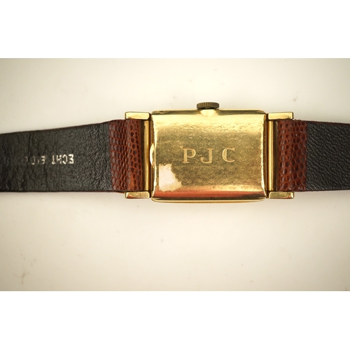 126 - A gentleman's 1950's? 14k gold Hamilton manual wind wrist watch, on a later associated leather strap... 